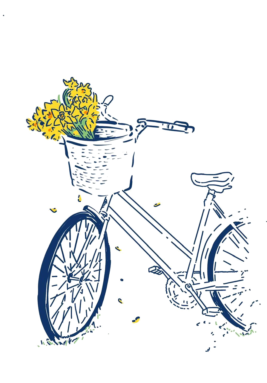 Delivering fresh flowers by bicycle